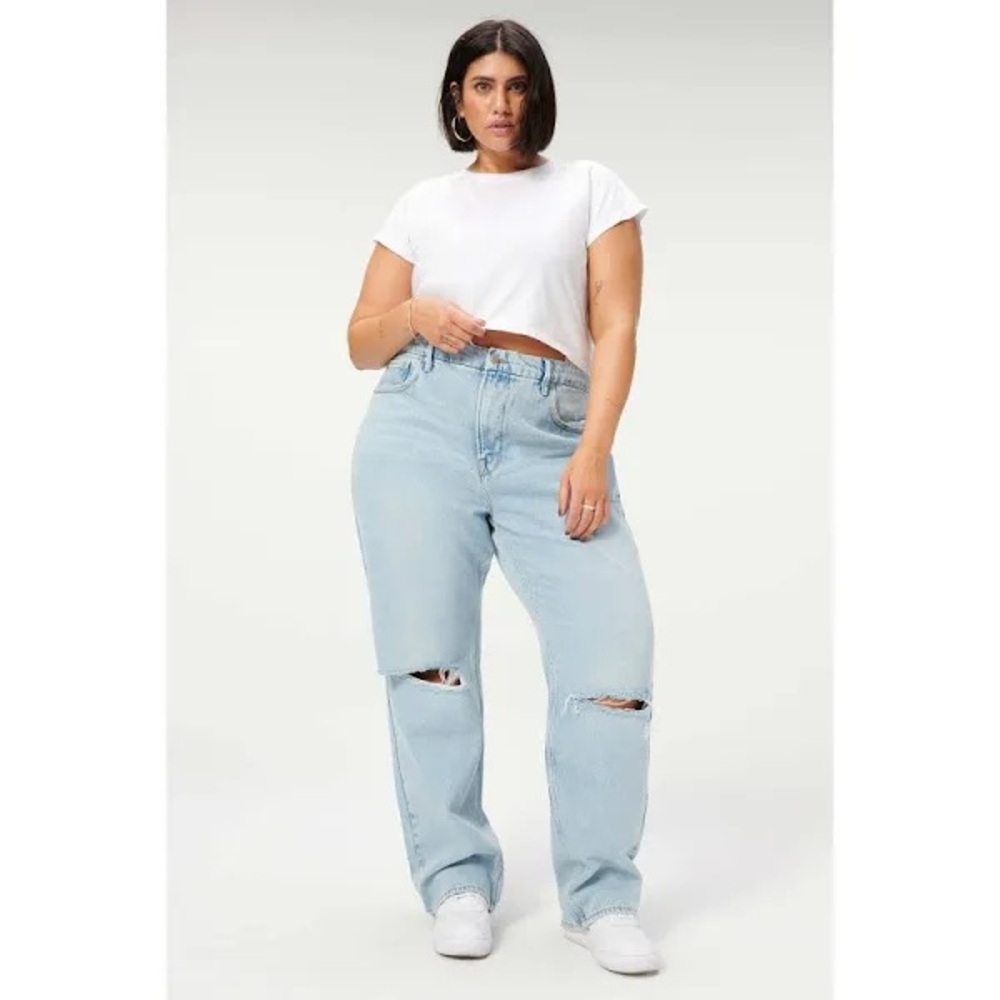 Good American Good 90’s Relaxed Straight Leg Jeans Blue542 Size 16